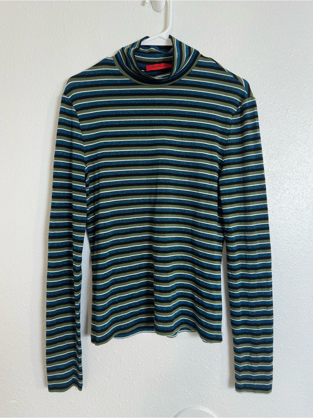 Eckhaus latte striped long sleeve baby turtleneck